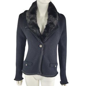 Blumarine Knitted Faux Fur Collar Cardigan